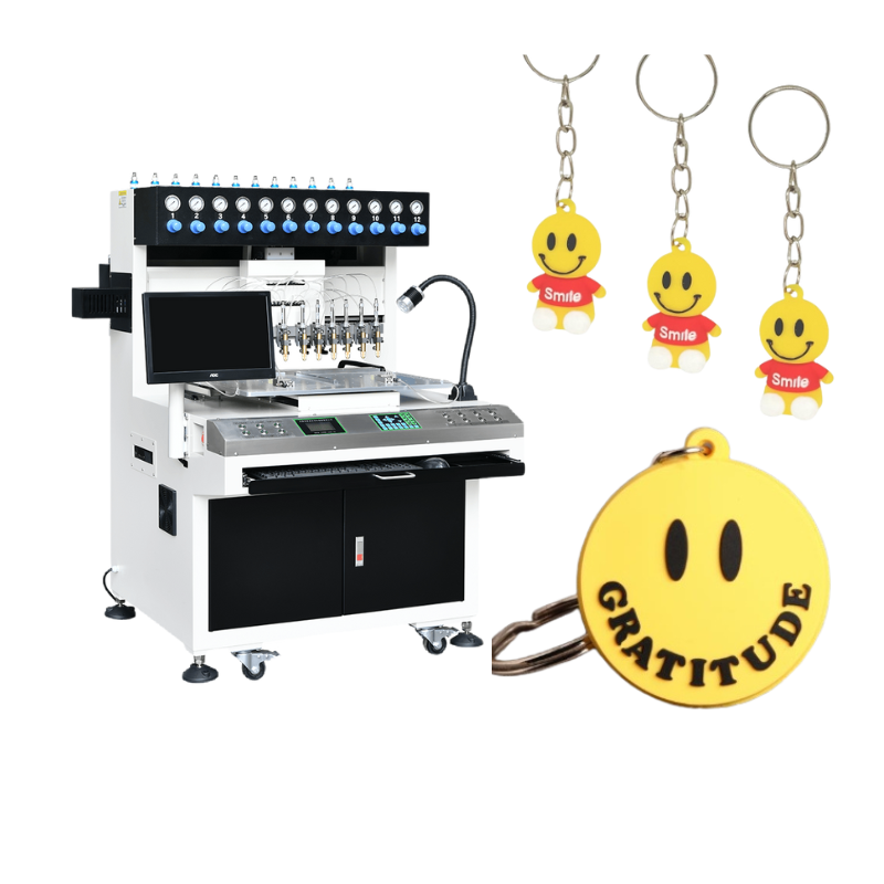 Happy Sunglasses Smiley Face soft pvc Keychain filling machine